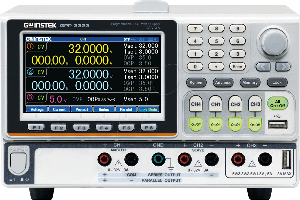 GPP-3323 - Labornetzgerät, 0 - 32 V, 0 - 5 A, programmierbar, 3 Kanäle von GW-INSTEK