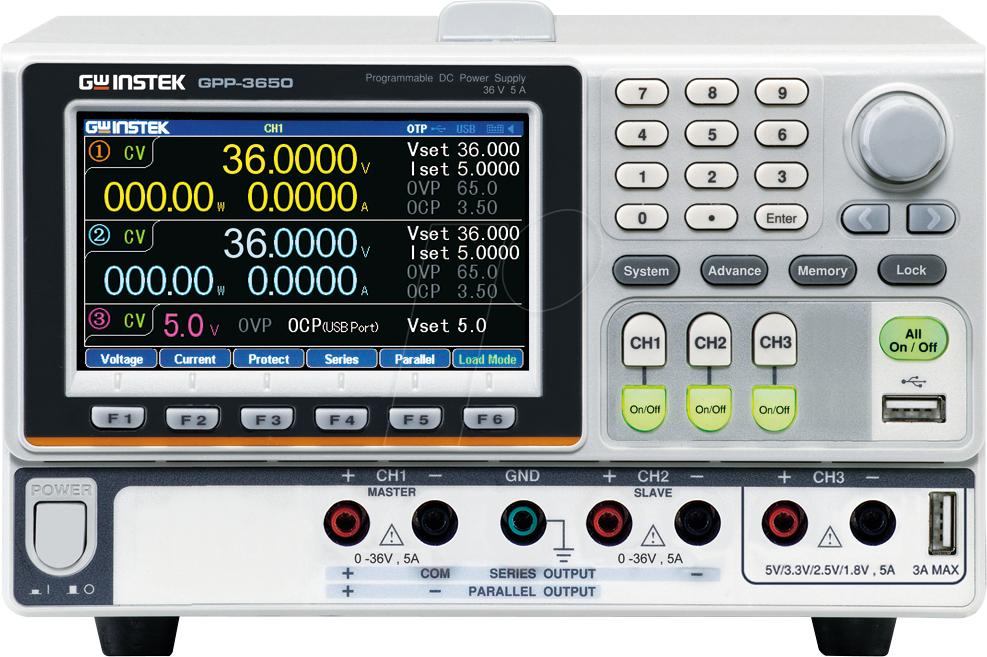 GPP-3650LG - Labornetzgerät, 385 W, 3 Kanäle, USB, LAN, GPIB, programmierbar von GW-INSTEK