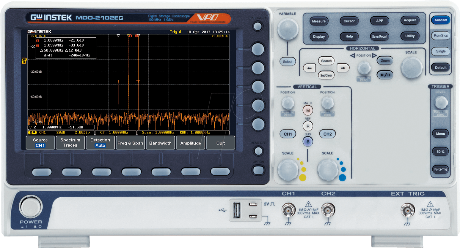 MDO-2102EG - Mixed-Domain-Oszilloskop MDO-2102EG, 100 MHz, 2 Kanäle von GW-INSTEK