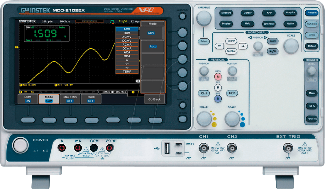 MDO-2102EX - Mixed-Domain-Oszilloskop MDO-2102EX, 100 MHz, 2 Kanäle von GW-INSTEK