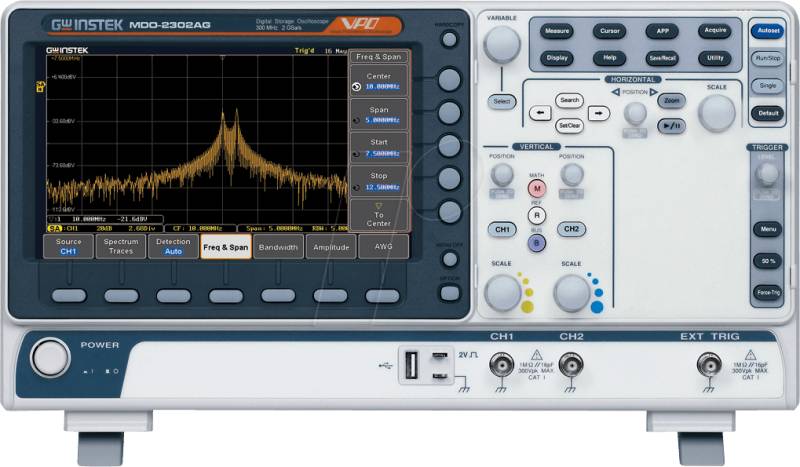 MDO-2302AG - Digital-Speicher-Oszilloskop MDO-2302AG, 300 MHz, 2 Kanäle, AFG von GW-INSTEK