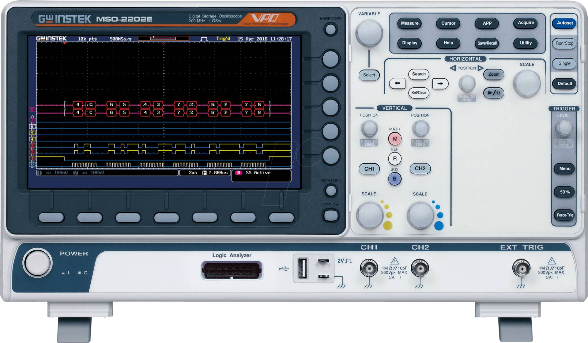 MSO-2202E - Mixed-Signal-Oszilloskop MSO-2202E, 200 MHz, 2 Kanäle von GW-INSTEK