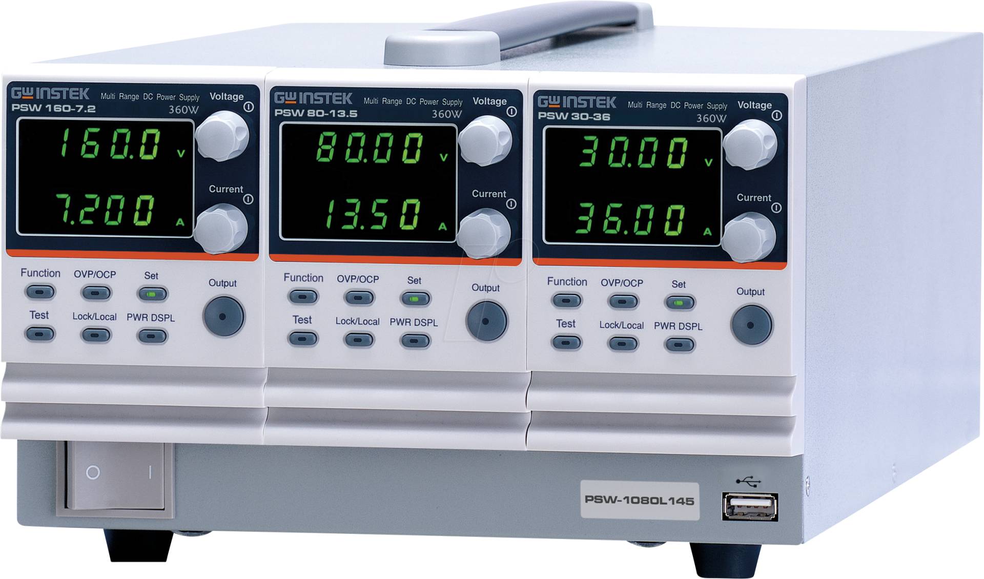 PSW-1080H666 - Labornetzgerät, 3 Kanäle, 250/250/250 V, 1080 W, LAN, USB, prog. von GW-INSTEK