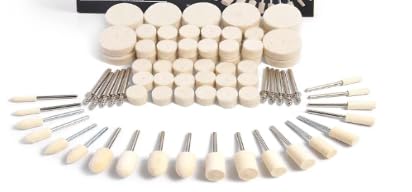 140 PCS Wollfilz Polieraufsatz für Akkuschrauber: Multifunktionale Wolle Filz Polierset Scheuerschwamm Polierscheiben mit 1/8" (3 mm) Schaft Geeignet zum Polieren von Glas Holz Metall von GWAEPU