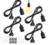 4 Stücke Lampenfassung E27 mit Kabel: E27 Fassung mit Stecker Lampenfassung mit Schalter für Lampenaufhängung Pendelleuchte Deckenlampe DIY Lampen (Schwarz) von GWAEPU