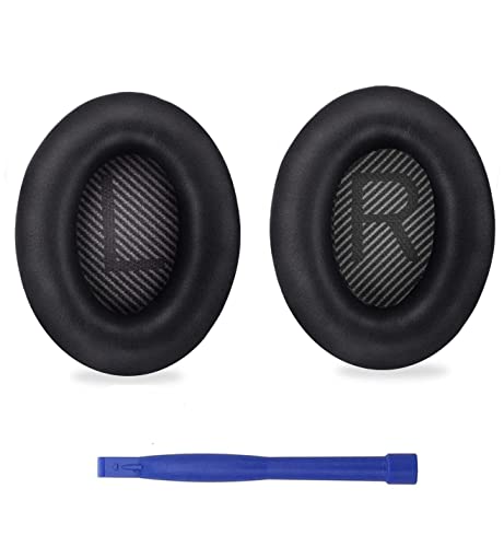 Ersatz-Ohrpolster für Kopfhörer Bose QuietComfort 35 (QC35) QC25 QC15und Quiet Comfort 35 II (QC35 II) Over-Ear-Kopfhörer, weiches Leder, Geräuschisolierungsschaum (schwarz) von GWAWG