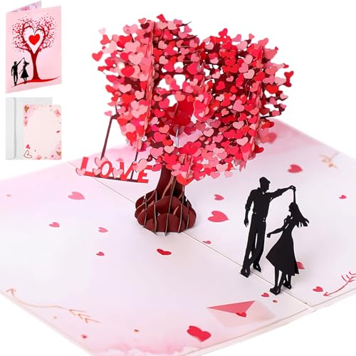 GWAWG Hochzeitskarte Pop Up Karte Hochzeit 3D LOVE Baum Karte Hochzeitstag Valentinstag Verlobungsgeschenk Hochzeitsgeschenk für Brautpaar mit Umschlag Einladungskarten Geldgeschenk von GWAWG