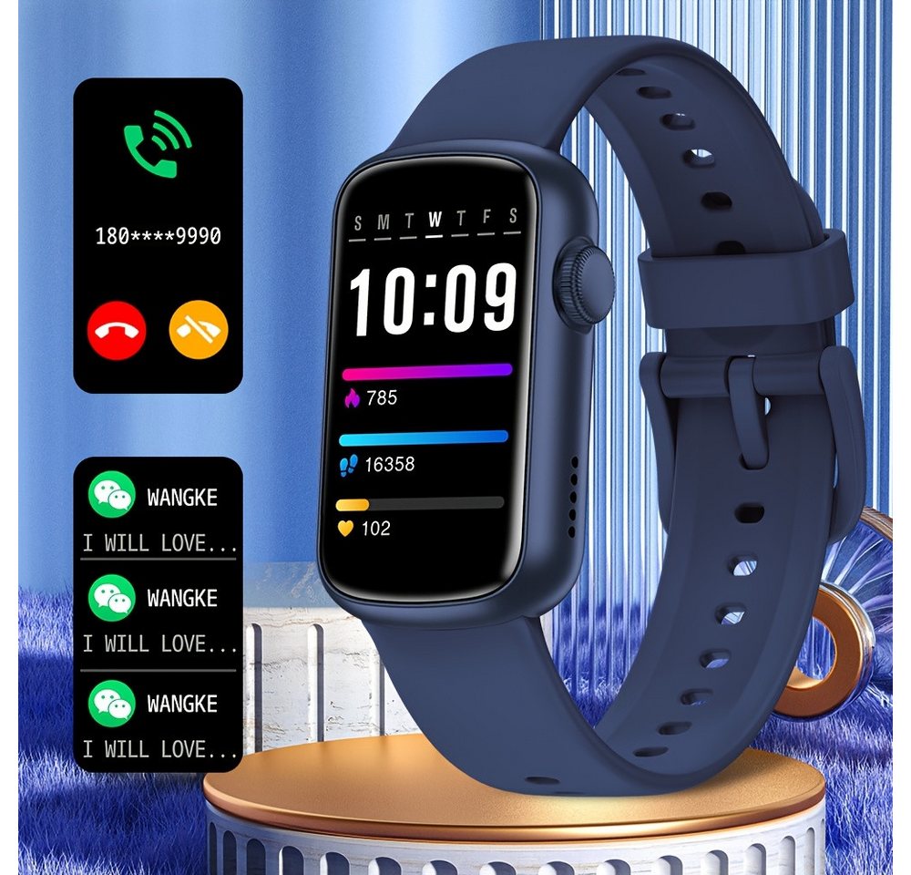 GWENLAND Fur Damen Herren mit Voll-Touchscreen, Fitness-Tracker Smartwatch (1.46 cm, Andriod iOS), mit Kalorien- & Schrittzähler Anrufbenachrichtigungen IP68 Wasserdicht von GWENLAND