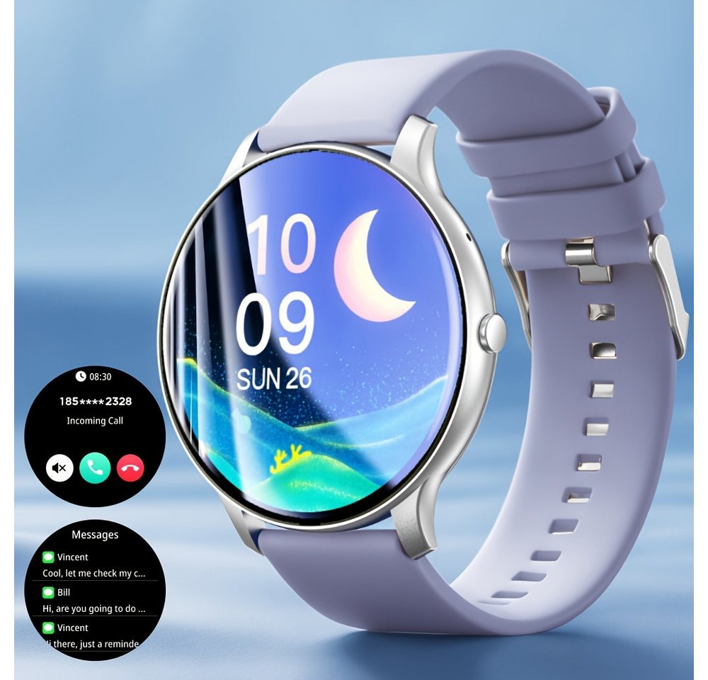 GWENLAND Fur Herren Damen 100 Übungsmodi, Textbenachrichtigungen, Smartwatch (1.46 cm, Andriod iOS), mit Musiksteuerung, Wasserdicht, Kabellos - Stilvolle Gesundheit von GWENLAND