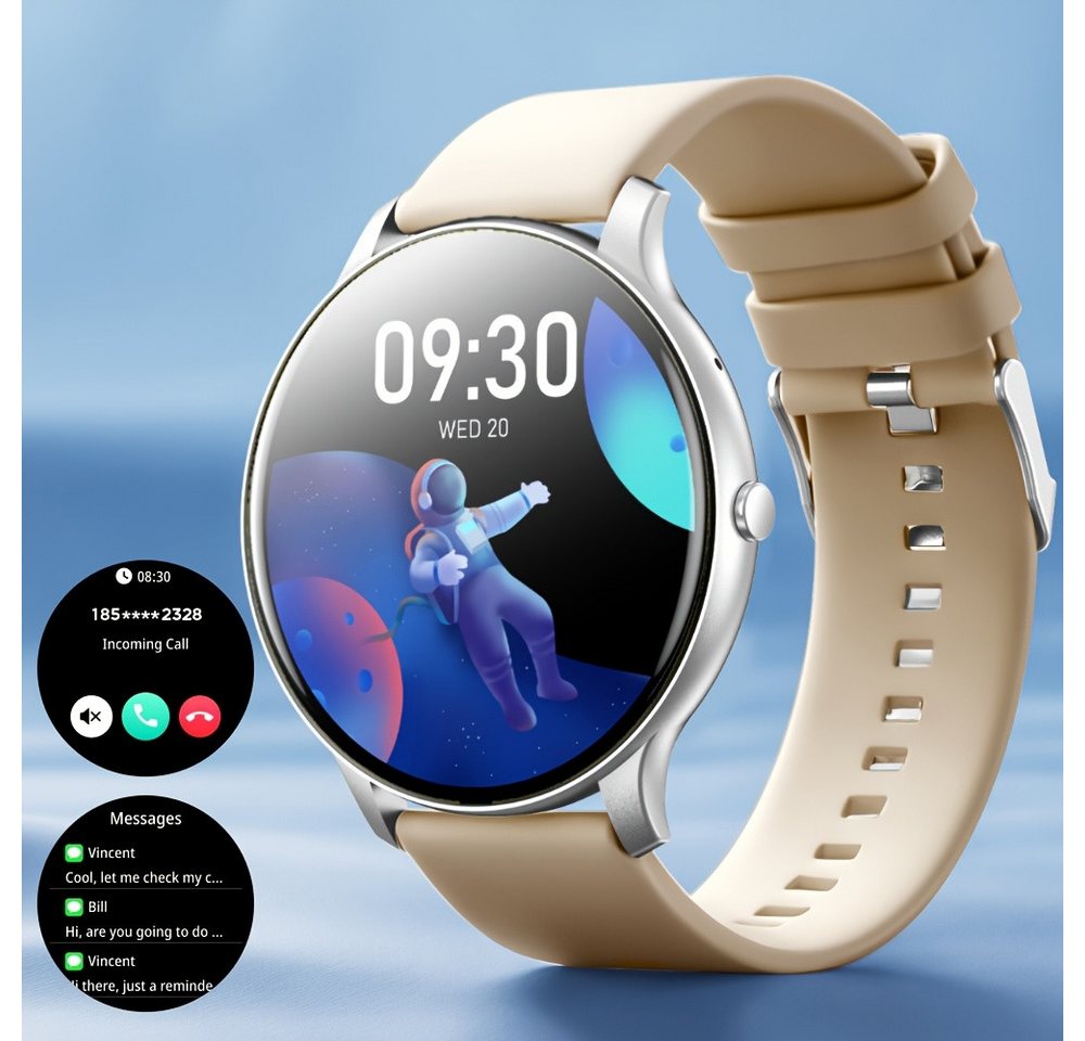 GWENLAND Fur Herren Damen 100 Übungsmodi, Textbenachrichtigungen, Smartwatch (1.46 cm, Andriod iOS), mit Musiksteuerung, Wasserdicht, Kabellos - Stilvolle Gesundheit von GWENLAND