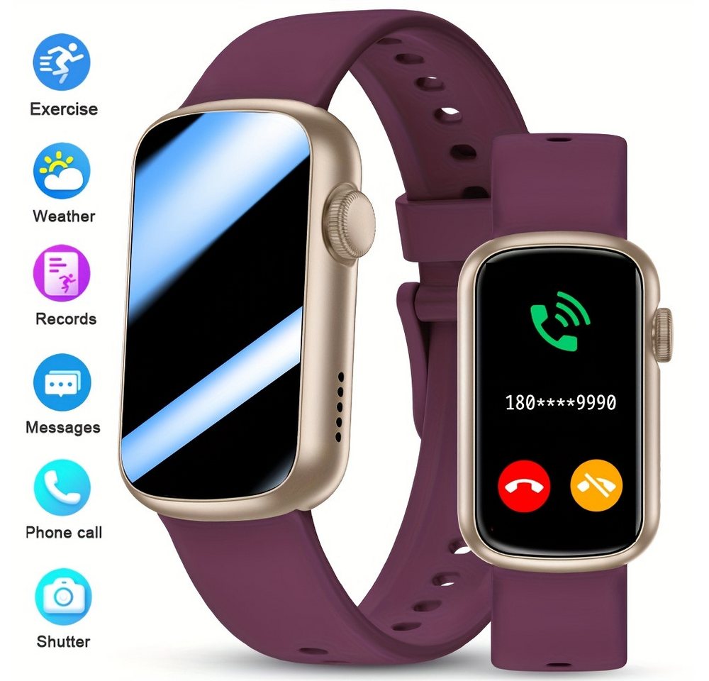 GWENLAND für Fitnessbegeisterte mit Voll-Touchscreen SMS-Benachrichtigungen, Smartwatch (1.46 cm, Andriod iOS), mit Kabelose Anrufe Wasserdicht 150mAh Lange Akulaufzeit USB Aufladbar von GWENLAND