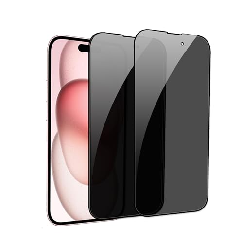 【2 Stück】Sichtschutzfolie für iPhone 15 Pro,Privacy Panzer Schutz glas，Anti-Peeping Sichtschutzfolie，Anti-Spy Schutzglas von GXAYZ