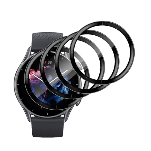 [4 Stück] Schutzfolie kompatibel mit Amazfit GTR 3,Anti-Scratch HD TPU Soft Film,3D Curved Full Cover Protective，Blasenfrei, Anti-Fingerabdruck von GXAYZ