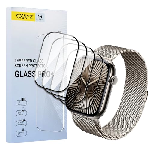 [4 Stück] Schutzfolie kompatibel mit Apple Watch Series 10 (GPS 46 mm)，Anti-Scratch HD TPU Soft Film,3D Curved Full Cover Protective，Blasenfrei, Anti-Fingerabdruck von GXAYZ
