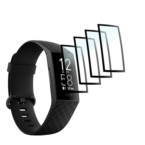 [4 Stück] Schutzfolie kompatibel mit Fitbit Charge 4,Anti-Scratch HD TPU Soft Film,3D Curved Full Cover Protective，Blasenfrei, Anti-Fingerabdruck von GXAYZ