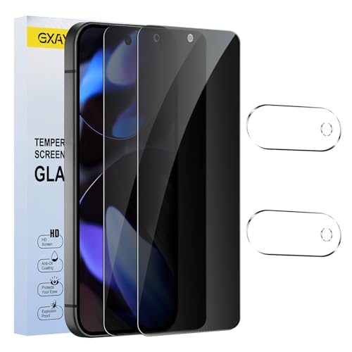 【4 Stück】Sichtschutz Schutzfolie für Google Pixel 9,Privacy Panzer Schutz glas，[2* Anti-Spy Schutzglas + 2* Kameraschutz] Anti-Peeping Sichtschutzfolie，Anti-Spy Schutzglas von GXAYZ