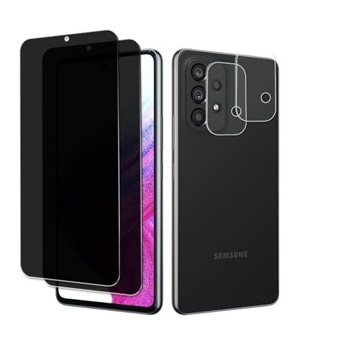 【4 Stück】Sichtschutzfolie für Samsung Galaxy A53 Privacy Panzer Schutz glas，[2* Anti-Spy Schutzglas + 2* Kameraschutz] Anti-Peeping Sichtschutzfolie，Anti-Spy Schutzglas von GXAYZ