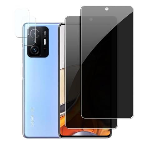 【4 Stück】Sichtschutzfolie für Xiaomi Mi 11T / 11T Pro,Privacy Panzer Schutz glas，[2* Anti-Spy Schutzglas + 2* Kameraschutz] Anti-Peeping Sichtschutzfolie，Anti-Spy Schutzglas von GXAYZ