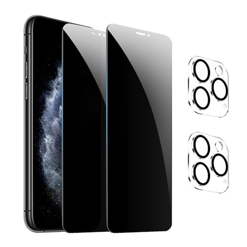 【4 Stück】Sichtschutzfolie für iPhone 11 pro Privacy Panzer Schutz glas，[2* Anti-Spy Schutzglas + 2* Kameraschutz] Anti-Peeping Sichtschutzfolie，Anti-Spy Schutzglas von GXAYZ