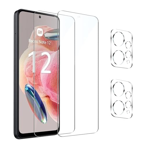GXAYZ [2+2 Stück Schutzfolie Für Xiaomi Redmi Note 12 4G mit Kameraschutz, 9H Härte Schutzglas folie [Fingerabdruck-ID unterstützen] HD Clear Displayschutzfolie Für Xiaomi Redmi Note 12 4G von GXAYZ