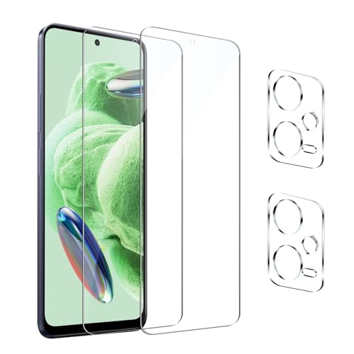 GXAYZ [2+2 Stück] Schutzfolie Für Xiaomi Redmi Note 12 5G mit Kameraschutz, 9H Härte Schutzglas folie [Fingerabdruck-ID unterstützen] HD Clear Displayschutzfolie Für Xiaomi Redmi Note 12 5G von GXAYZ