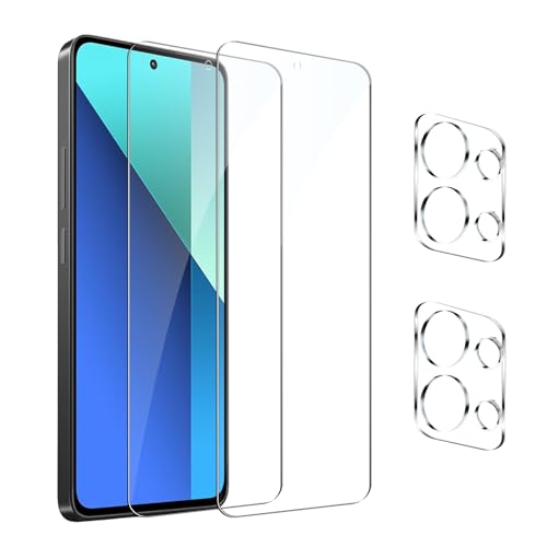 GXAYZ [2+2 Stück] Schutzfolie Für Xiaomi Redmi Note 13 mit Kameraschutz, 9H Härte Schutzglas folie [Fingerabdruck-ID unterstützen] HD Clear Displayschutzfolie Für Xiaomi Redmi Note 13 von GXAYZ