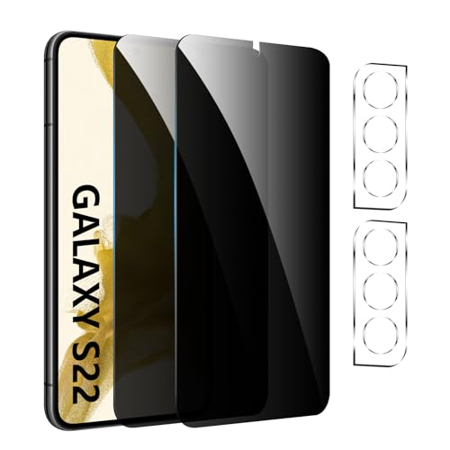 GXAYZ 【4 Stück】Sichtschutzfolie für Samsung Galaxy S22 Plus,Privacy Panzer Schutz glas，[2* Anti-Spy Schutzglas + 2* Kameraschutz] Anti-Peeping Sichtschutzfolie，Anti-Spy Schutzglas von GXAYZ