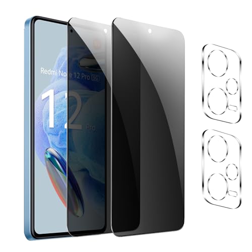 GXAYZ 【4 Stück】 Sichtschutzfolie für Xiaomi Redmi Note 12 Pro,Privacy Panzer Schutz glas，[2* Anti-Spy Schutzglas + 2* Kameraschutz] Anti-Peeping Sichtschutzfolie，Anti-Spy Schutzglas von GXAYZ