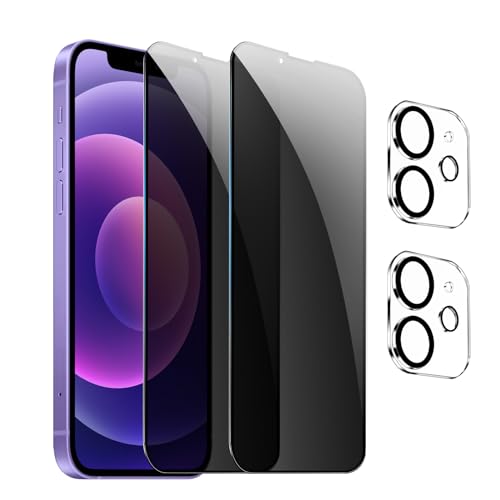 GXAYZ 【4 Stück】 Sichtschutz Schutzfolie für iPhone 12 mini,Privacy Panzer Schutz glas，[2* Anti-Spy Schutzglas + 2* Kameraschutz] Anti-Peeping Sichtschutzfolie，Anti-Spy Schutzglas von GXAYZ