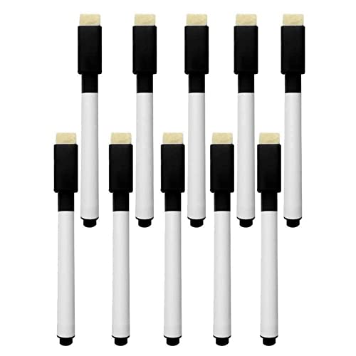 GXFCAI Whiteboard-Marker, radierbar, für Schüler, Kinder, Zeichenstift, Marker mit Stift, schwarze Radiergummi, Tinte, 11,3 cm, 10 Stück von GXFCAI