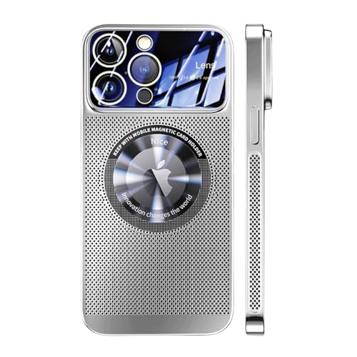 GXFCASE für iPhone 15 Pro Max Hülle, kompatibel mit MagSafe, Schutz in Militärqualität, vergilbungsbeständig, kratzfeste Rückseite, kühlende magnetische Wärmeableitung Hülle (Silber, iPhone 15 Pro von GXFCASE