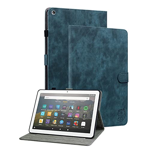 GXLONG Ooboom Hülle für Amazon Fire HD 8 2016/2017/2018, Süßer Tiger Magnetische Flip Folio Smart Cover PU Leder Schutzhülle Tasche Brieftasche Wallet Case Ständer Kartenfächer - Dunkelblau von GXLONG