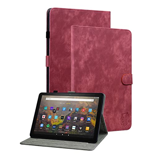 GXLONG Ooboom Hülle für Fire HD 8 2020/Fire HD 8 Plus Tablet 2020, Süßer Tiger Magnetische Flip Folio Smart Cover PU Leder Schutzhülle Tasche Brieftasche Wallet Case Ständer Kartenfächer - Rot von GXLONG