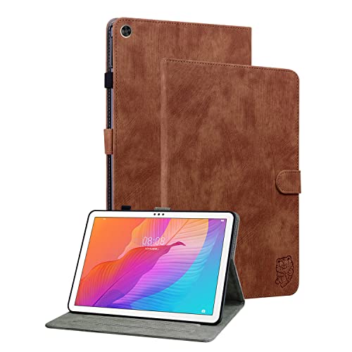GXLONG Ooboom Hülle für Huawei MatePad T10/T10s Tablet, Süßer Tiger Magnetische Flip Folio Smart Cover PU Leder Schutzhülle Tasche Brieftasche Wallet Case Ständer Kartenfächer - Braun von GXLONG