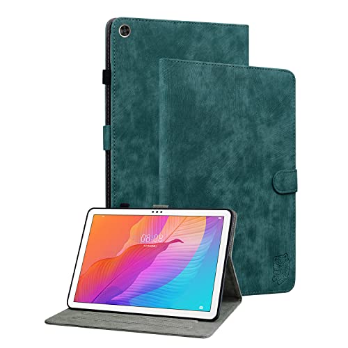 GXLONG Ooboom Hülle für Huawei MatePad T10/T10s Tablet, Süßer Tiger Magnetische Flip Folio Smart Cover PU Leder Schutzhülle Tasche Brieftasche Wallet Case Ständer Kartenfächer - Dunkelgrün von GXLONG