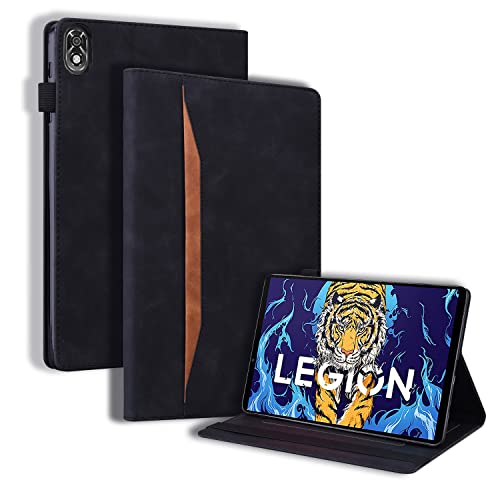 GXLONG Ooboom Hülle für Lenovo Legion Y700, Flip Folio Smart Cover PU Leder Schutzhülle Tasche Brieftasche Wallet Case Ständer mit Gummiband - Schwarz von GXLONG