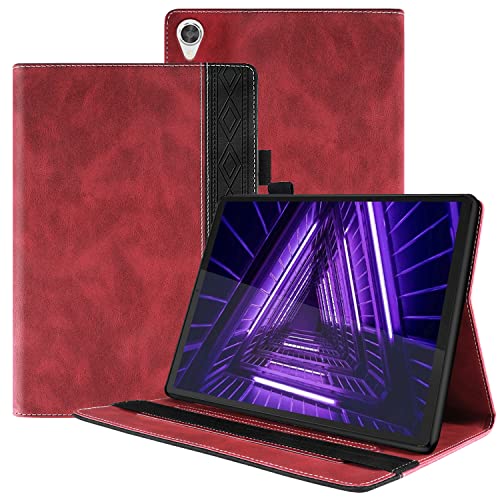 GXLONG Ooboom Hülle für Lenovo Tab M10 HD (2nd Gen) Tablet 10,1" TB-X306X/X306F, PU Leder Tasche Schutzhülle Flip Cover Case Wallet Brieftasche Stand mit Kartenfächer Gummiband - Rot von GXLONG