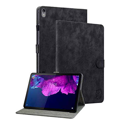 GXLONG Ooboom Hülle für Lenovo Tab P11 11", Süßer Tiger Magnetische Flip Folio Smart Cover PU Leder Schutzhülle Tasche Brieftasche Wallet Case Ständer Kartenfächer - Schwarz von GXLONG