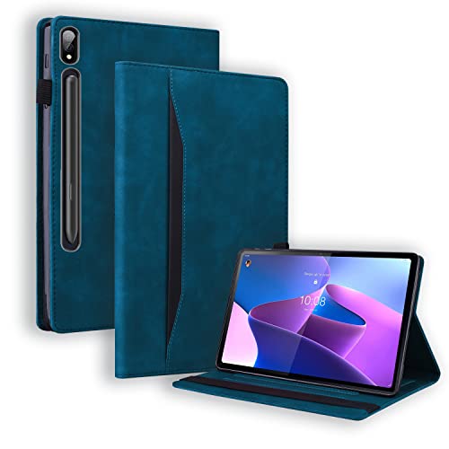 GXLONG Ooboom Hülle für Lenovo Tab P12 Pro 12,6" Tablet, Flip Folio Smart Cover PU Leder Schutzhülle Tasche Brieftasche Wallet Case Ständer mit Gummiband - Blau von GXLONG