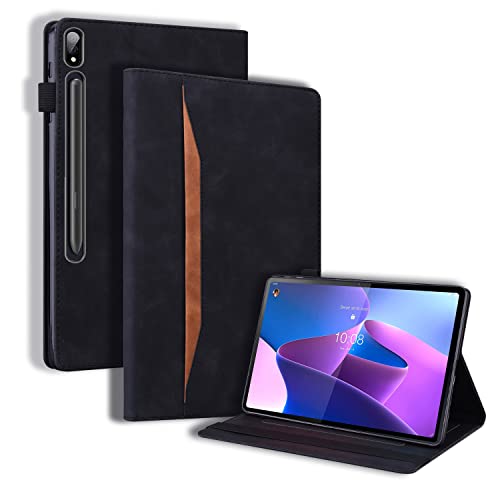 GXLONG Ooboom Hülle für Lenovo Tab P12 Pro 12,6" Tablet, Flip Folio Smart Cover PU Leder Schutzhülle Tasche Brieftasche Wallet Case Ständer mit Gummiband - Schwarz von GXLONG