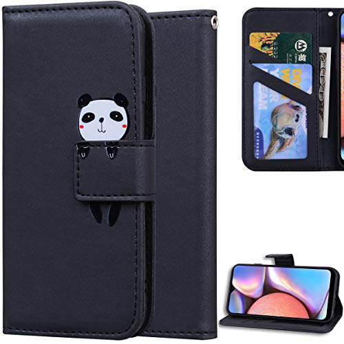 GXLONG Ooboom Hülle für Motorola Moto G30/G20/G10, Cartoon Tiere Muster Magnetische Flip Cover PU Leder Schutzhülle Handy Tasche Brieftasche Wallet Case Ständer mit Kartenfächer - Schwarz Panda von GXLONG