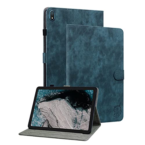 GXLONG Ooboom Hülle für Nokia T20 Tablet, Süßer Tiger Magnetische Flip Folio Smart Cover PU Leder Schutzhülle Tasche Brieftasche Wallet Case Ständer Kartenfächer - Dunkelblau von GXLONG