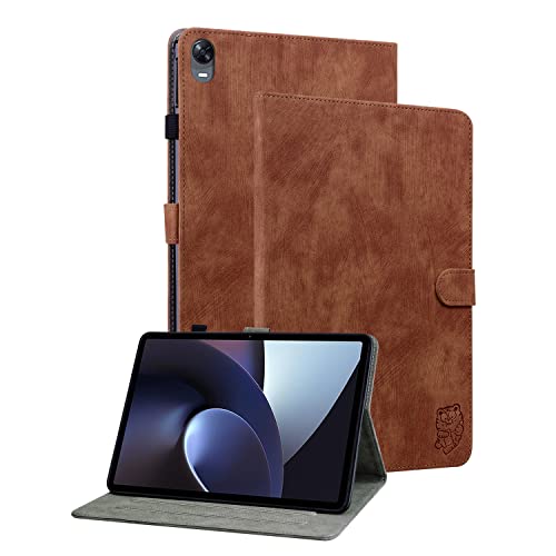 GXLONG Ooboom Hülle für Oppo Pad, Süßer Tiger Magnetische Flip Folio Smart Cover PU Leder Schutzhülle Tasche Brieftasche Wallet Case Ständer Kartenfächer - Braun von GXLONG