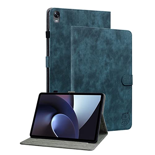 GXLONG Ooboom Hülle für Oppo Pad, Süßer Tiger Magnetische Flip Folio Smart Cover PU Leder Schutzhülle Tasche Brieftasche Wallet Case Ständer Kartenfächer - Dunkelblau von GXLONG