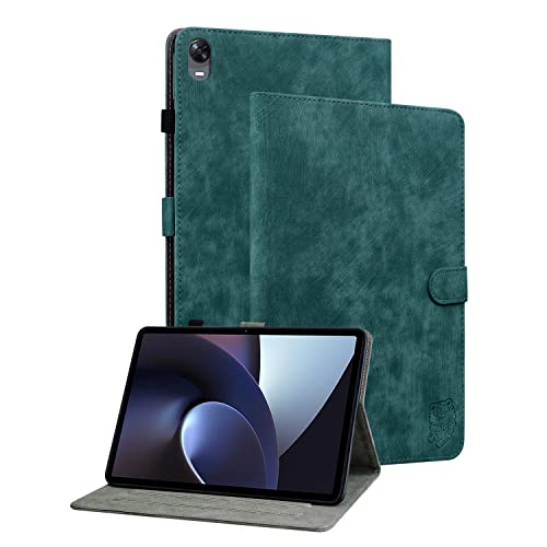 GXLONG Ooboom Hülle für Oppo Pad, Süßer Tiger Magnetische Flip Folio Smart Cover PU Leder Schutzhülle Tasche Brieftasche Wallet Case Ständer Kartenfächer - Dunkelgrün von GXLONG