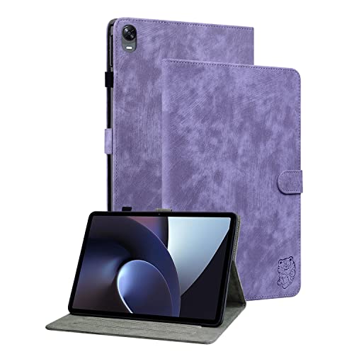 GXLONG Ooboom Hülle für Oppo Pad, Süßer Tiger Magnetische Flip Folio Smart Cover PU Leder Schutzhülle Tasche Brieftasche Wallet Case Ständer Kartenfächer - Lila von GXLONG