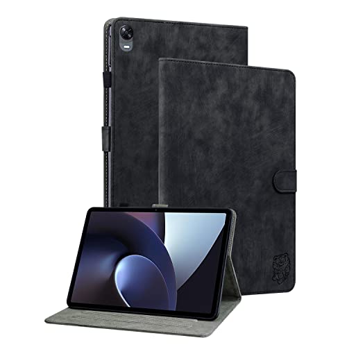 GXLONG Ooboom Hülle für Oppo Pad, Süßer Tiger Magnetische Flip Folio Smart Cover PU Leder Schutzhülle Tasche Brieftasche Wallet Case Ständer Kartenfächer - Schwarz von GXLONG