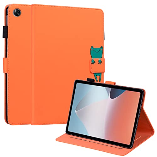 GXLONG Ooboom Hülle für Oppo Pad Air, Cartoon Tiere Muster Magnetische Flip Smart Cover PU Leder Schutzhülle Tasche Brieftasche Wallet Case Ständer Kartenfächer - Orange Frosch von GXLONG