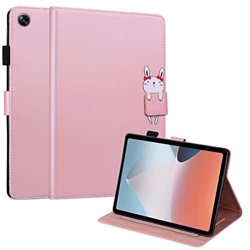 GXLONG Ooboom Hülle für Oppo Pad Air, Cartoon Tiere Muster Magnetische Flip Smart Cover PU Leder Schutzhülle Tasche Brieftasche Wallet Case Ständer Kartenfächer - Roségold Hase von GXLONG