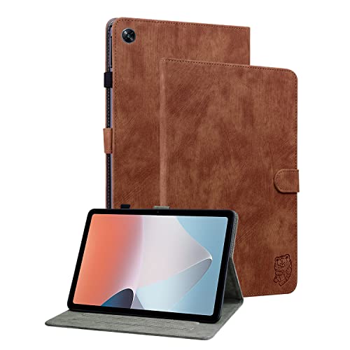 GXLONG Ooboom Hülle für Oppo Pad Air, Süßer Tiger Magnetische Flip Folio Smart Cover PU Leder Schutzhülle Tasche Brieftasche Wallet Case Ständer Kartenfächer - Braun von GXLONG